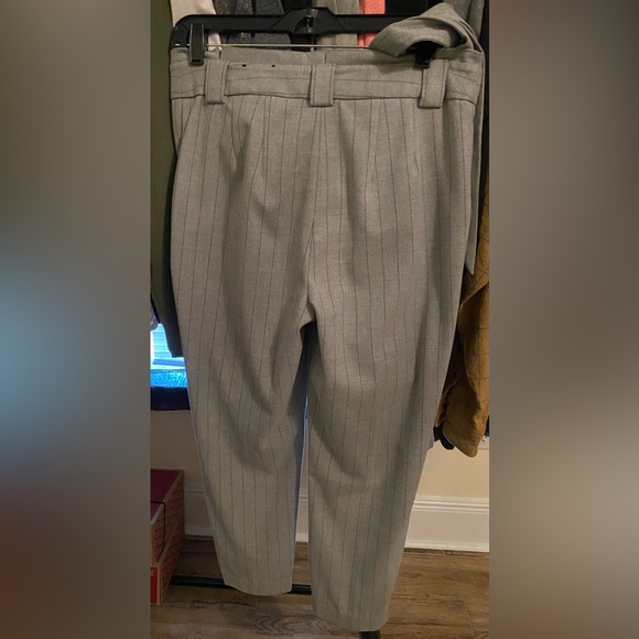 EXPRESS High waisted pin stripe pant with tie belt - Picture 2 of 8